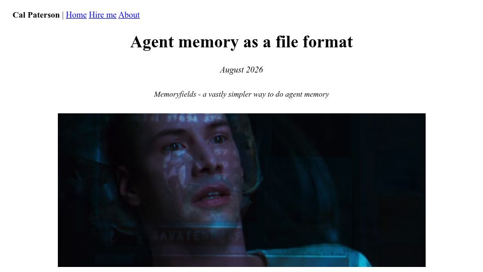 Screenshot of calpaterson.com: Agent memory as a file format
