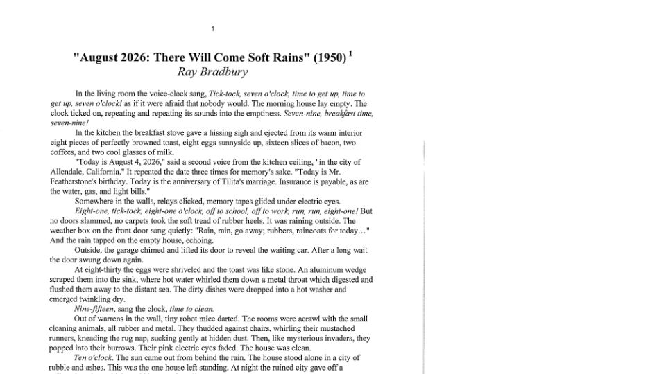 Screenshot of users.wpi.edu: There Will Come Soft Rains (1950) [pdf]