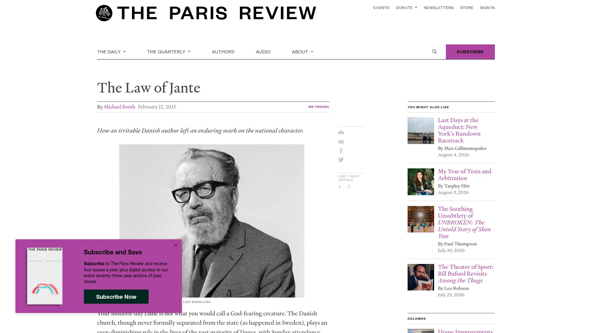 Screenshot of theparisreview.org: The Law of Jante (2015)