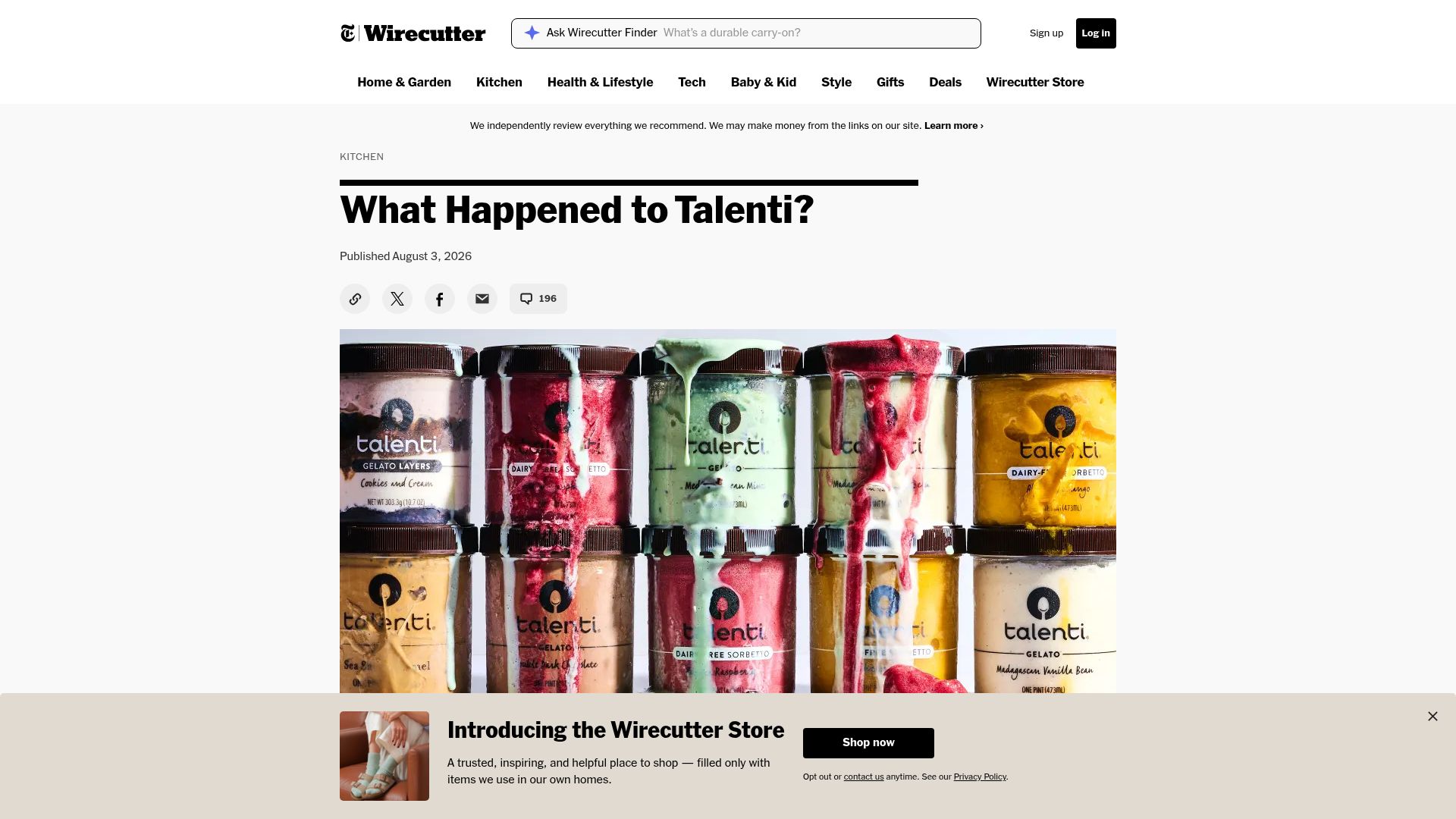 Screenshot of nytimes.com: What Happened to Talenti?