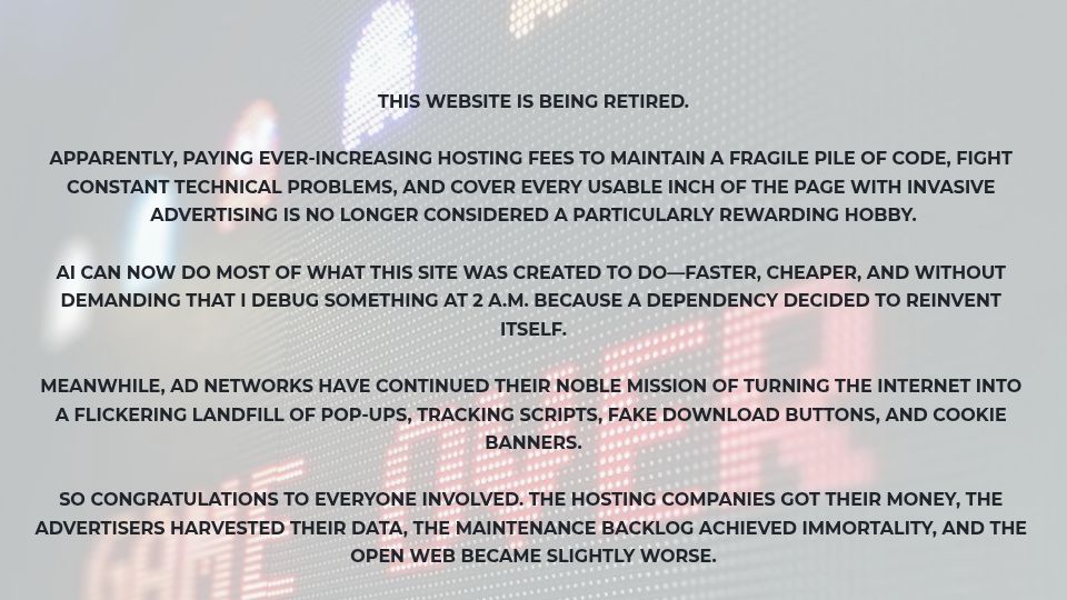 Screenshot of freeformatter.com: Another Corner of the Internet Has Been Ruined