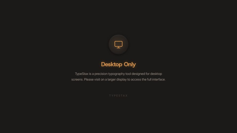 Screenshot of typestax.com: TypeStax: A type scale generator with vintage audio hardware interface