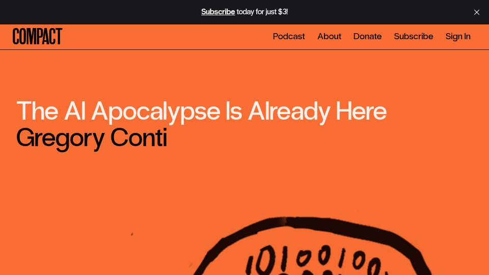 Screenshot of compactmag.com: The AI Apocalypse Is Here