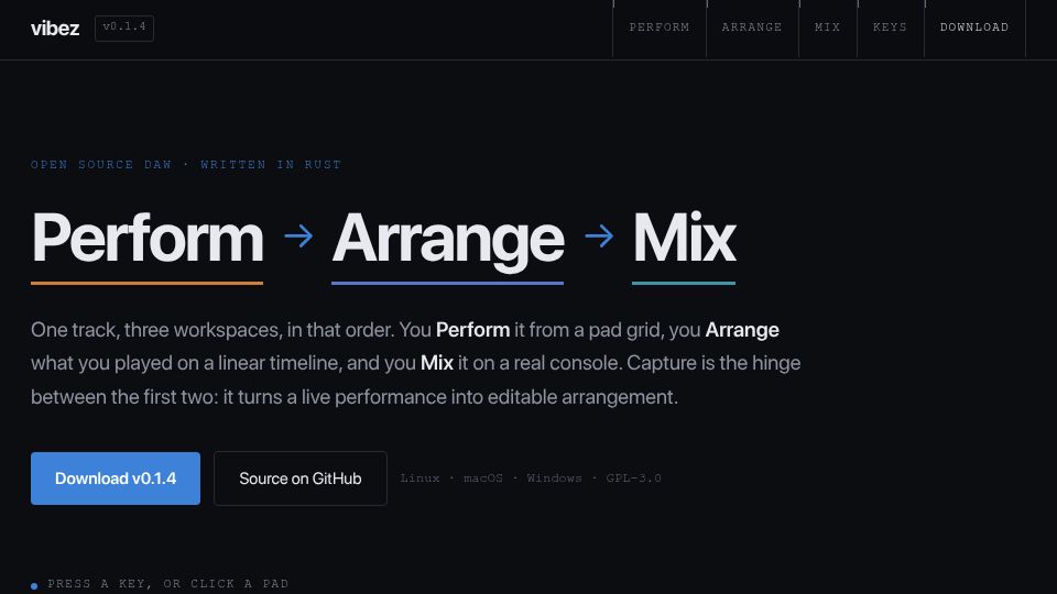 Screenshot of alexanderwanyoike.github.io: Show HN: Vibez – Open-Source Rust Based Digital Audio Workstation (DAW)