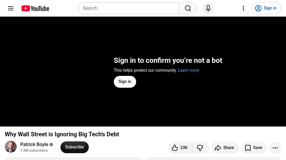 Screenshot of youtube.com: Why Wall Street Is Ignoring Big Tech's Debt