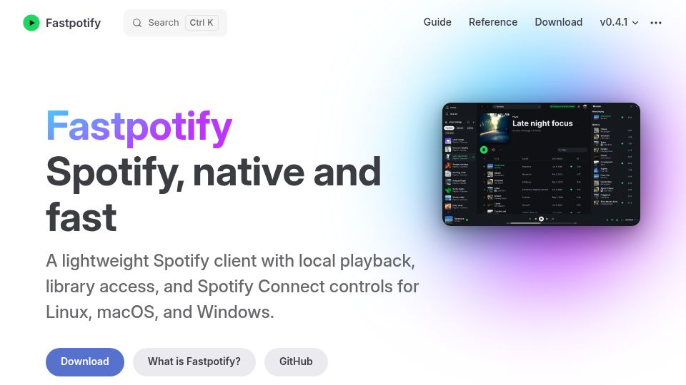 Screenshot of fastpotify.rocks: Fastpotify