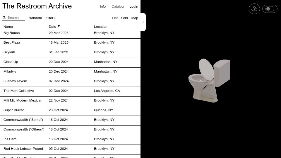 Screenshot of restroomarchive.com: Restroom Archive