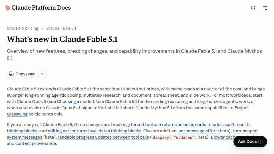 Screenshot of anthropic.com: Claude Fable 5.1 and Claude Mythos 5.1