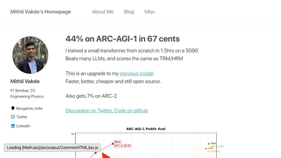 Screenshot of mvakde.github.io: I trained a small transformer in 1.5hrs and it beats many LLMs