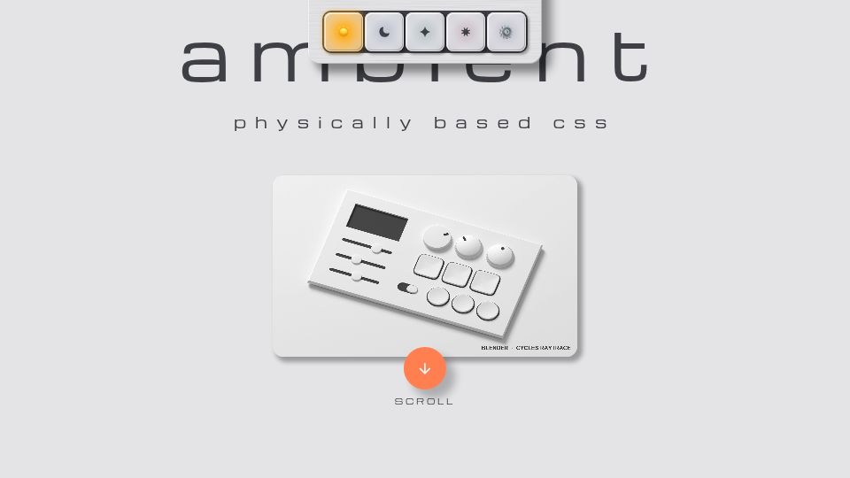 Screenshot of ambientcss.vercel.app: Ambient CSS v3 – Blender meets CSS