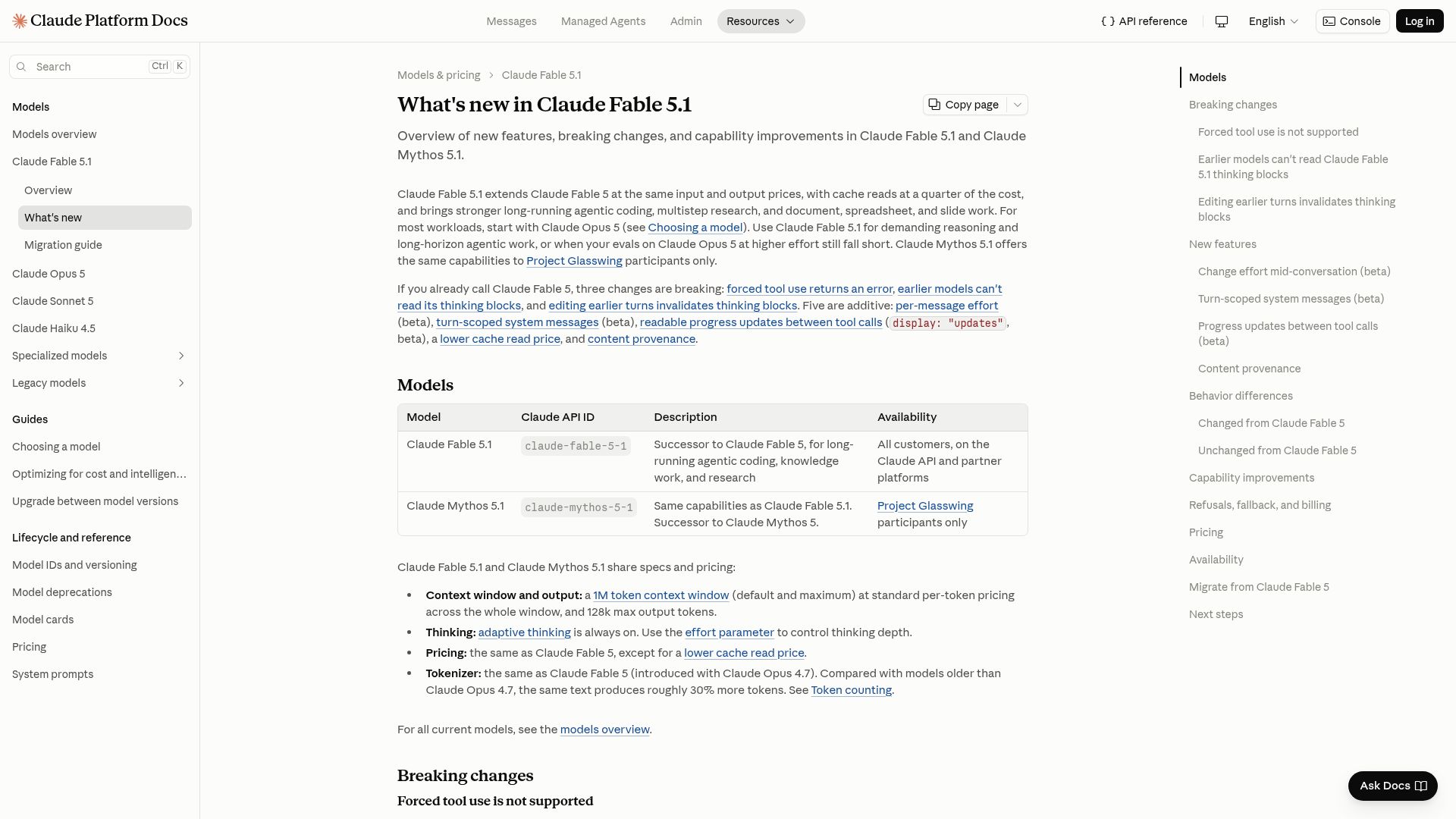 Screenshot of anthropic.com: Claude Fable 5.1 and Claude Mythos 5.1