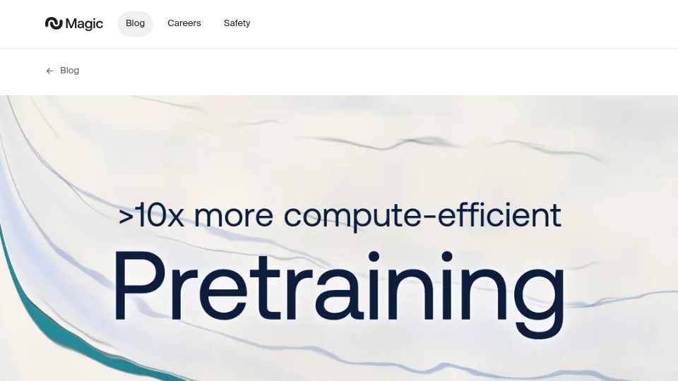 Screenshot of magic.dev: Compute-efficient pretraining and scaling to trillion-parameter models