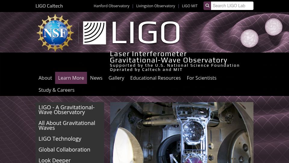 Screenshot of ligo.caltech.edu: Seismic Isolation