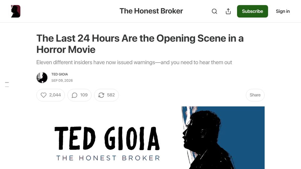 Screenshot of honest-broker.com: The Last 24 Hours Are the Opening Scene in a Horror Movie