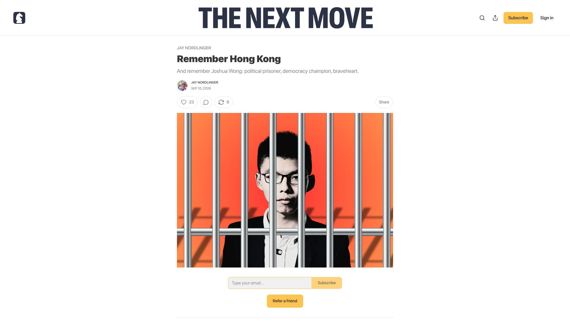 Screenshot of thenextmove.org: Remember Hong Kong