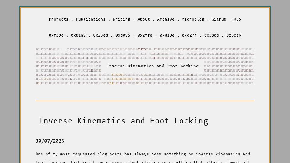 Screenshot of theorangeduck.com: Inverse Kinematics and Foot Locking