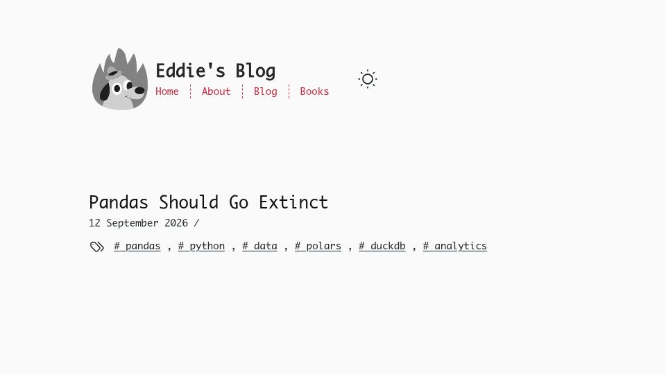 Screenshot of eddie.codes: Pandas Should Go Extinct