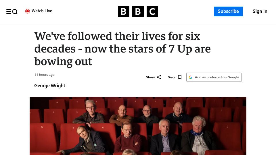 Screenshot of bbc.co.uk: We've followed their lives for six decades; now the stars of 7 Up are bowing out