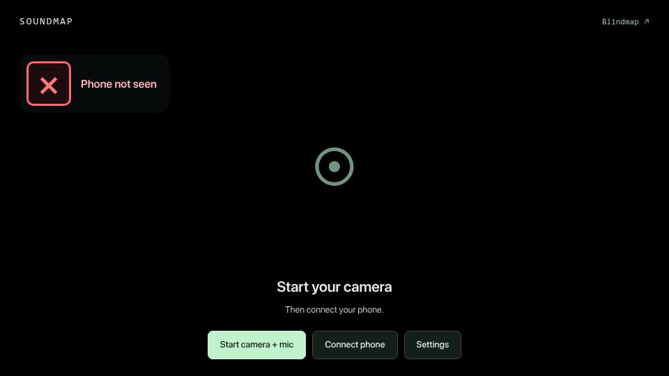 Screenshot of soundmap.darebuild.com: Show HN: See Sounds on Your Webcam