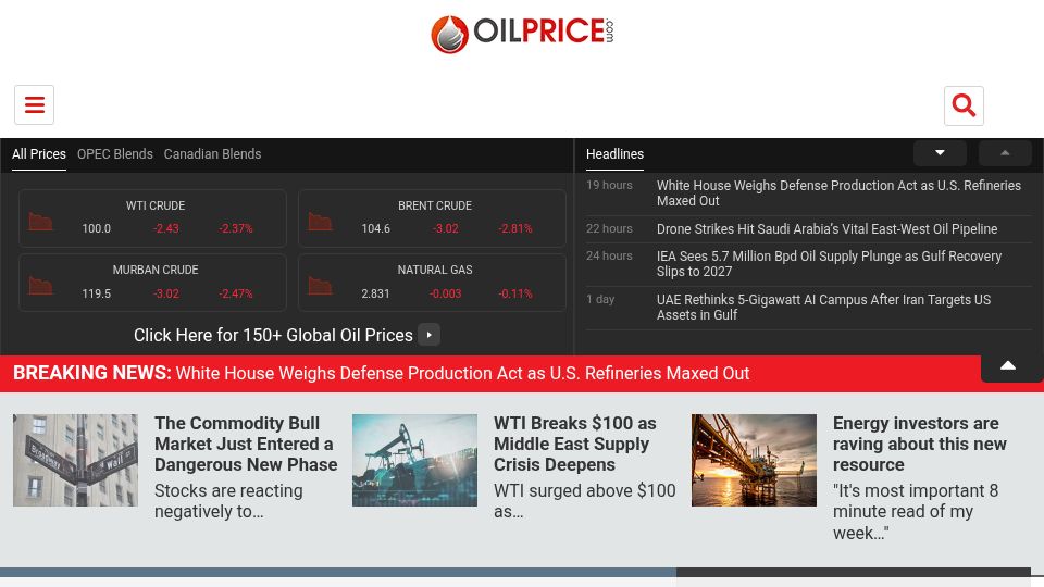 Screenshot of oilprice.com: Europe's "Less" Is Doing More Than Anyone Gives It Credit For