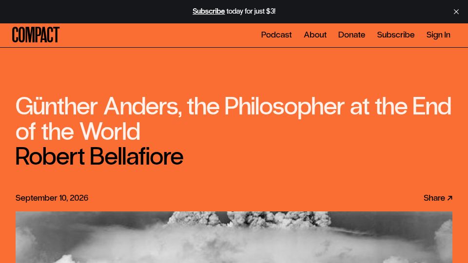 Screenshot of compactmag.com: Günther Anders, the Philosopher at the End of the World