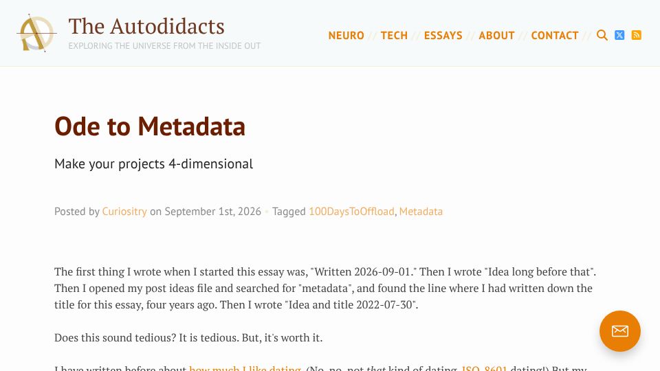 Screenshot of autodidacts.io: Ode to Metadata