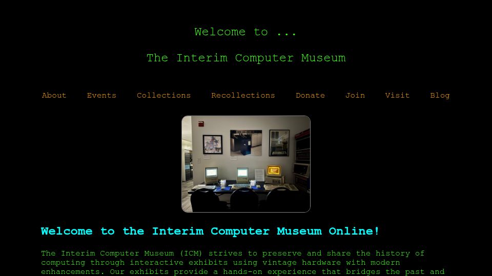 Screenshot of icm.museum: The Interim Computer Museum