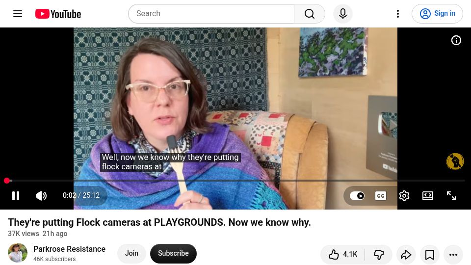 Screenshot of youtube.com: Flock cameras used to arrest a child for playing on a swing