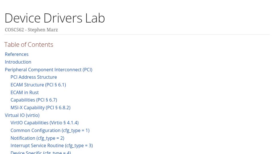 Screenshot of web.eecs.utk.edu: Device Drivers lab exercise – COSC562