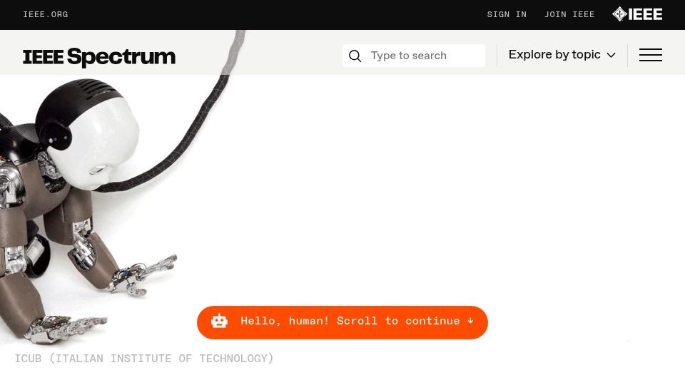 Screenshot of spectrum.ieee.org: AI Robots – When will they be in our homes