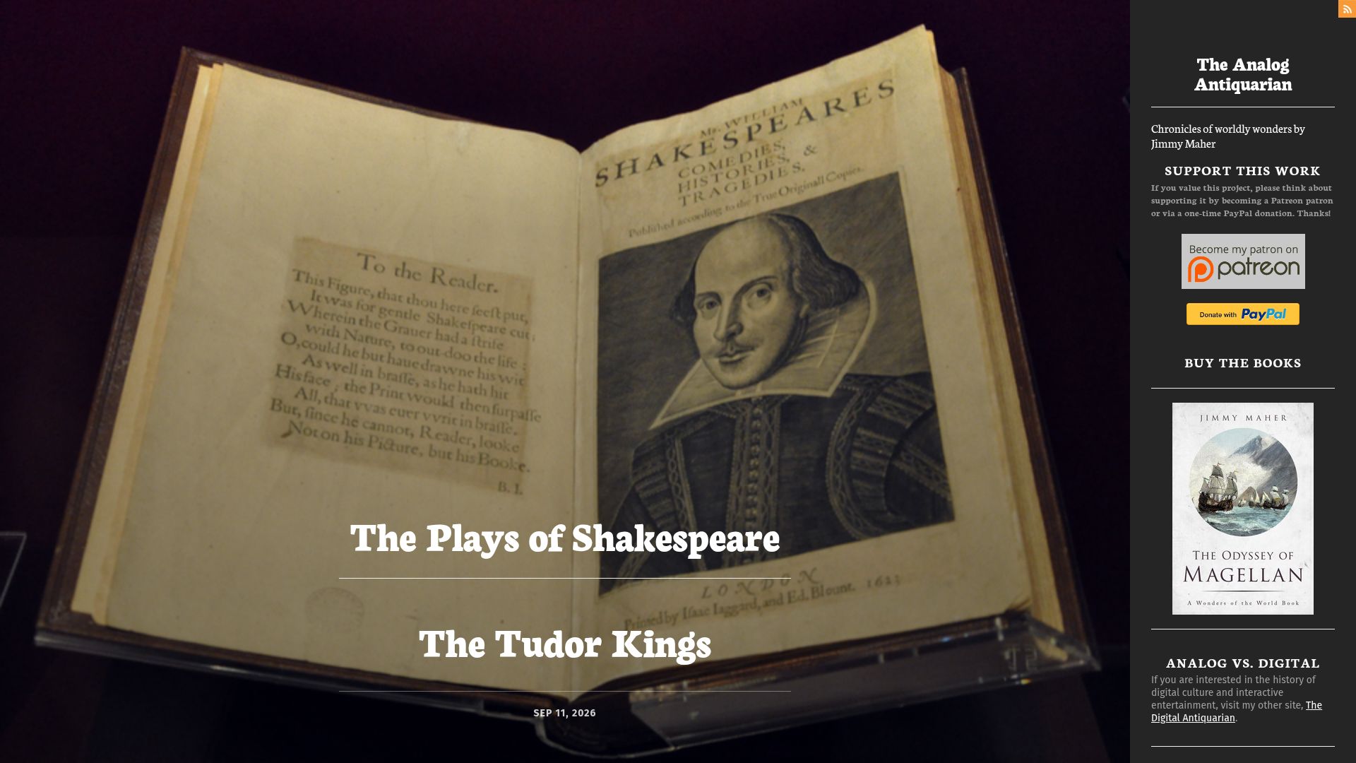 Screenshot of analog-antiquarian.net: The Tudor Kings