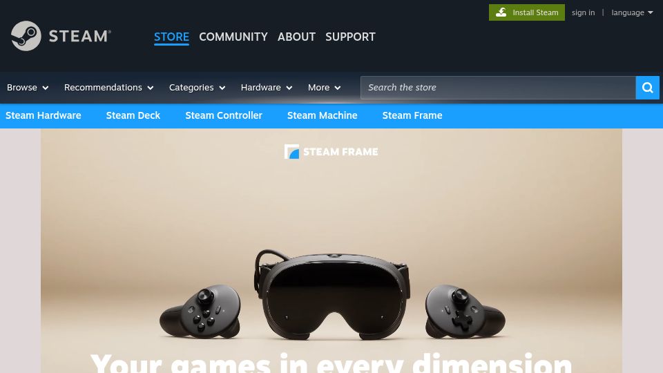 Screenshot of store.steampowered.com: Steam Frame starts at $1059