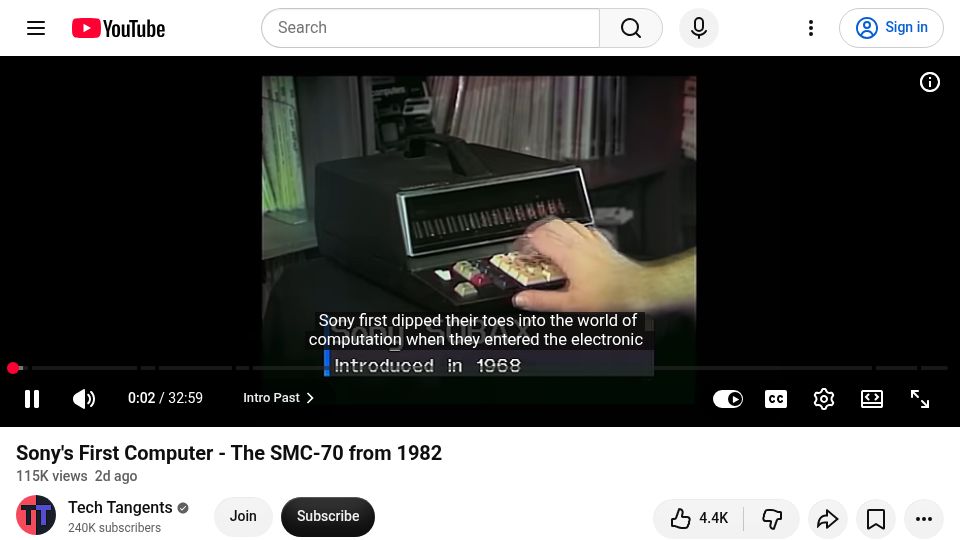 Screenshot of youtube.com: Sony's First Computer – The SMC-70 from 1982 [video]