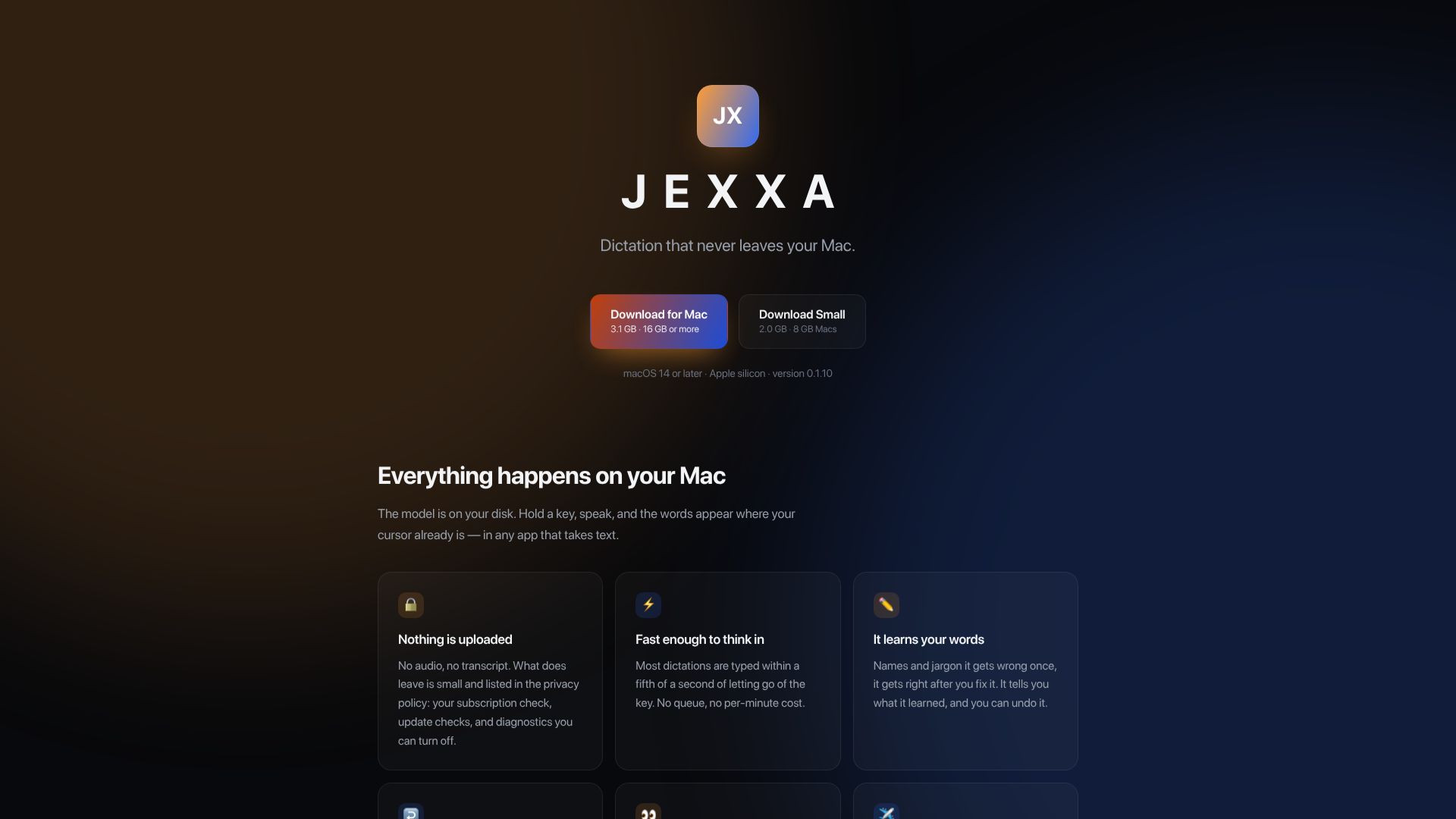 Screenshot of jexxa.org: Show HN: Jexxa: High Speed on Device Dictation