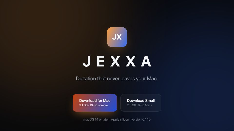 Screenshot of jexxa.org: Show HN: Jexxa: High Speed on Device Dictation
