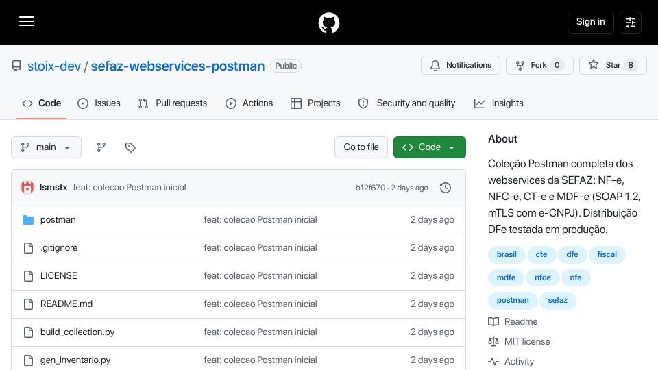 Screenshot of github.com: Every invoice in Brazil's economy runs on SOAP 1.2