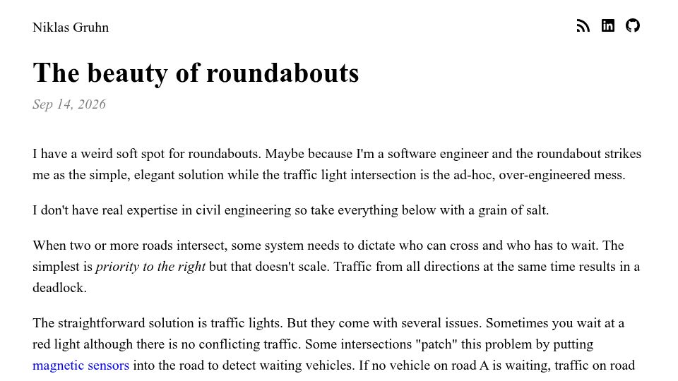 Screenshot of gruhn.me: The Beauty of Roundabouts