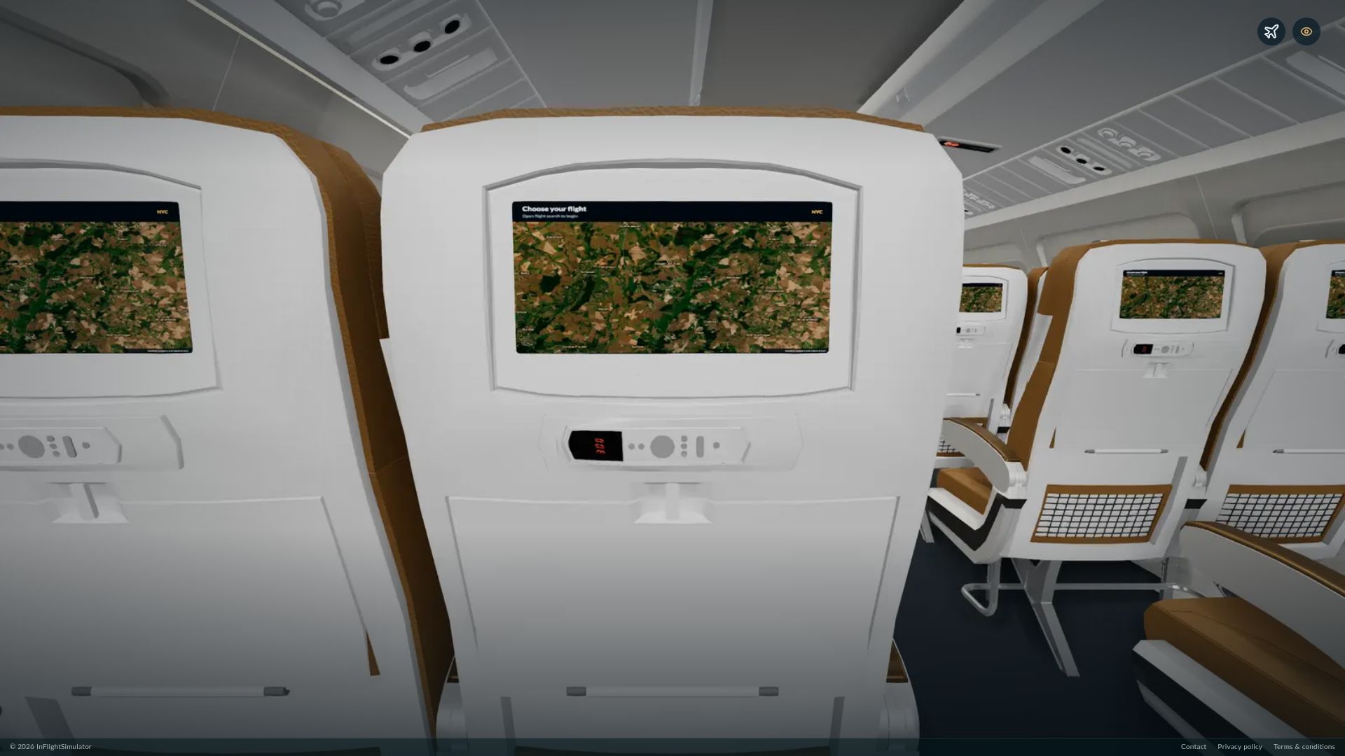 Screenshot of inflightsimulator.com: Show HN: I made a flight simulator, except you're just a passenger