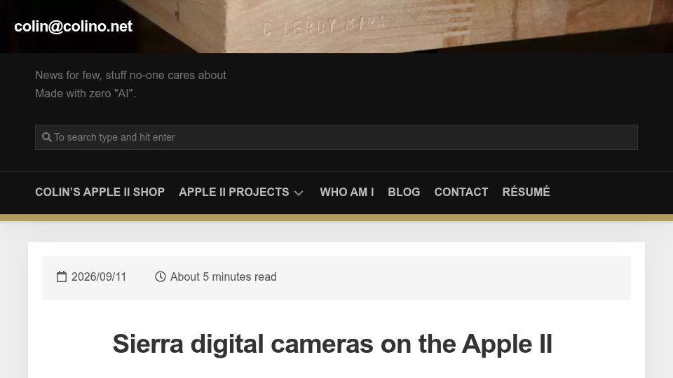 Screenshot of colino.net: Sierra digital cameras on the Apple II