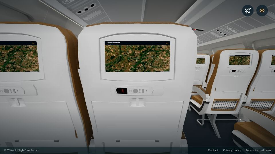 Screenshot of inflightsimulator.com: Show HN: I made a flight simulator, except you're just a passenger