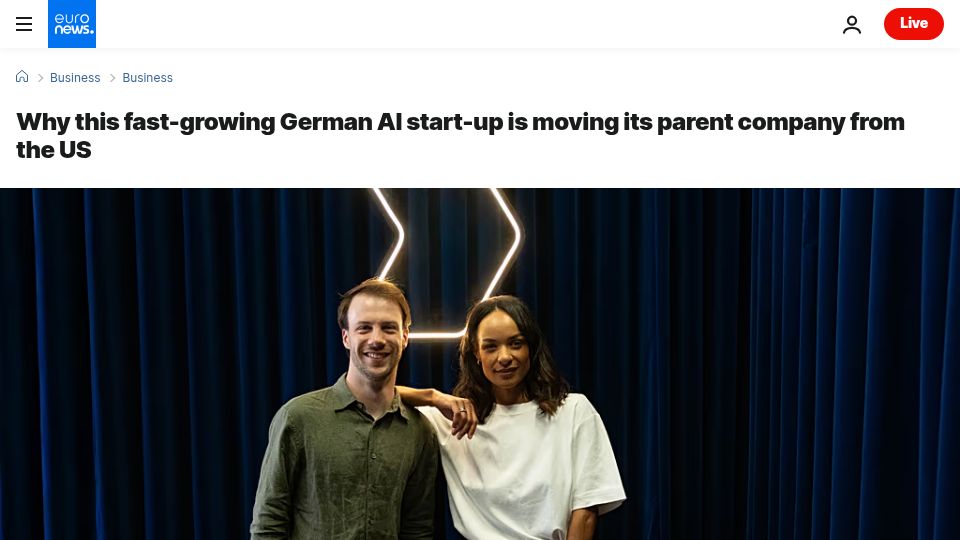 Screenshot of euronews.com: Berlin-based Langdock moves its parent company from the US to Germany