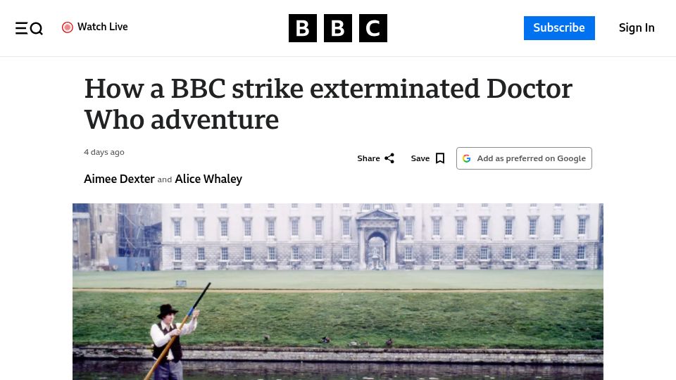 Screenshot of bbc.co.uk: Douglas Adams and the exterminated Doctor Who adventure