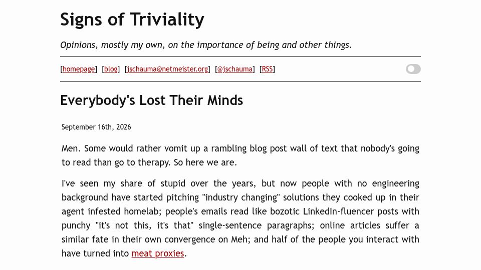 Screenshot of netmeister.org: Everybody's Lost Their Minds