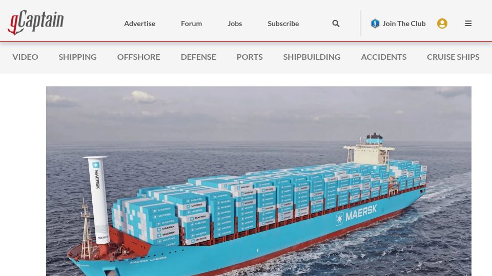 Screenshot of gcaptain.com: The Return of Sail Power: Cargo Ships Are Turning Back to the Wind