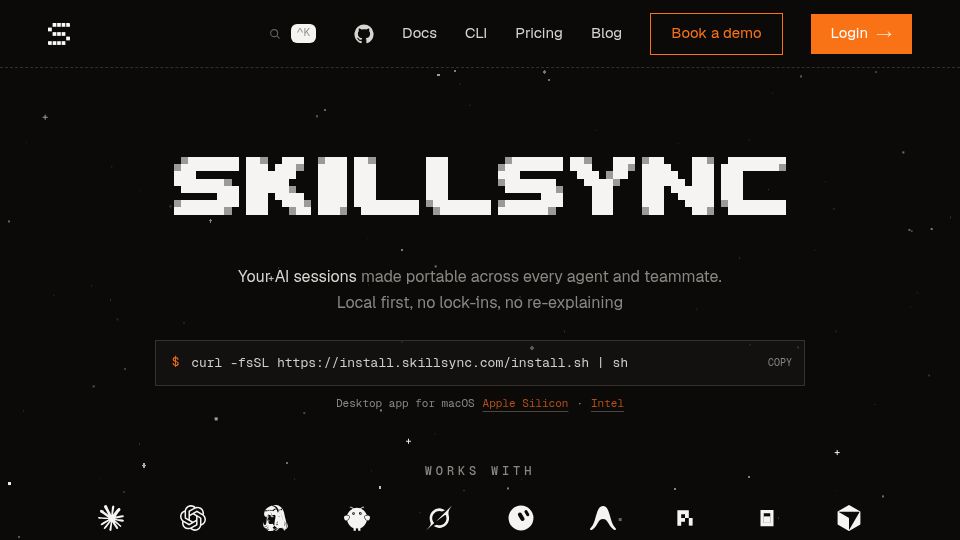 Screenshot of Hacker News post: Launch HN: Skillsync (YC W26) – AI chat sessions made portable across agents