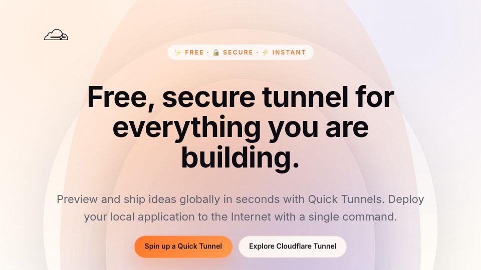 Screenshot of try.cloudflare.com: Cloudflare Quick Tunnels