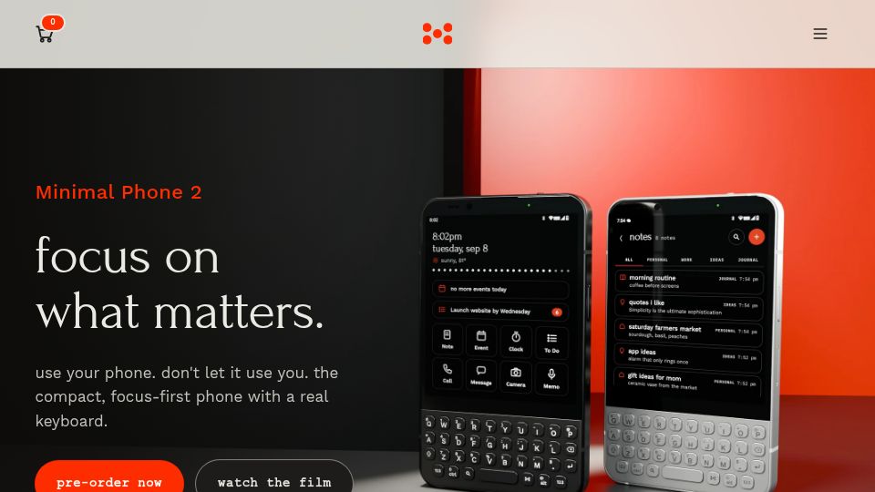 Screenshot of minimalcompany.com: Minimal Phone 2