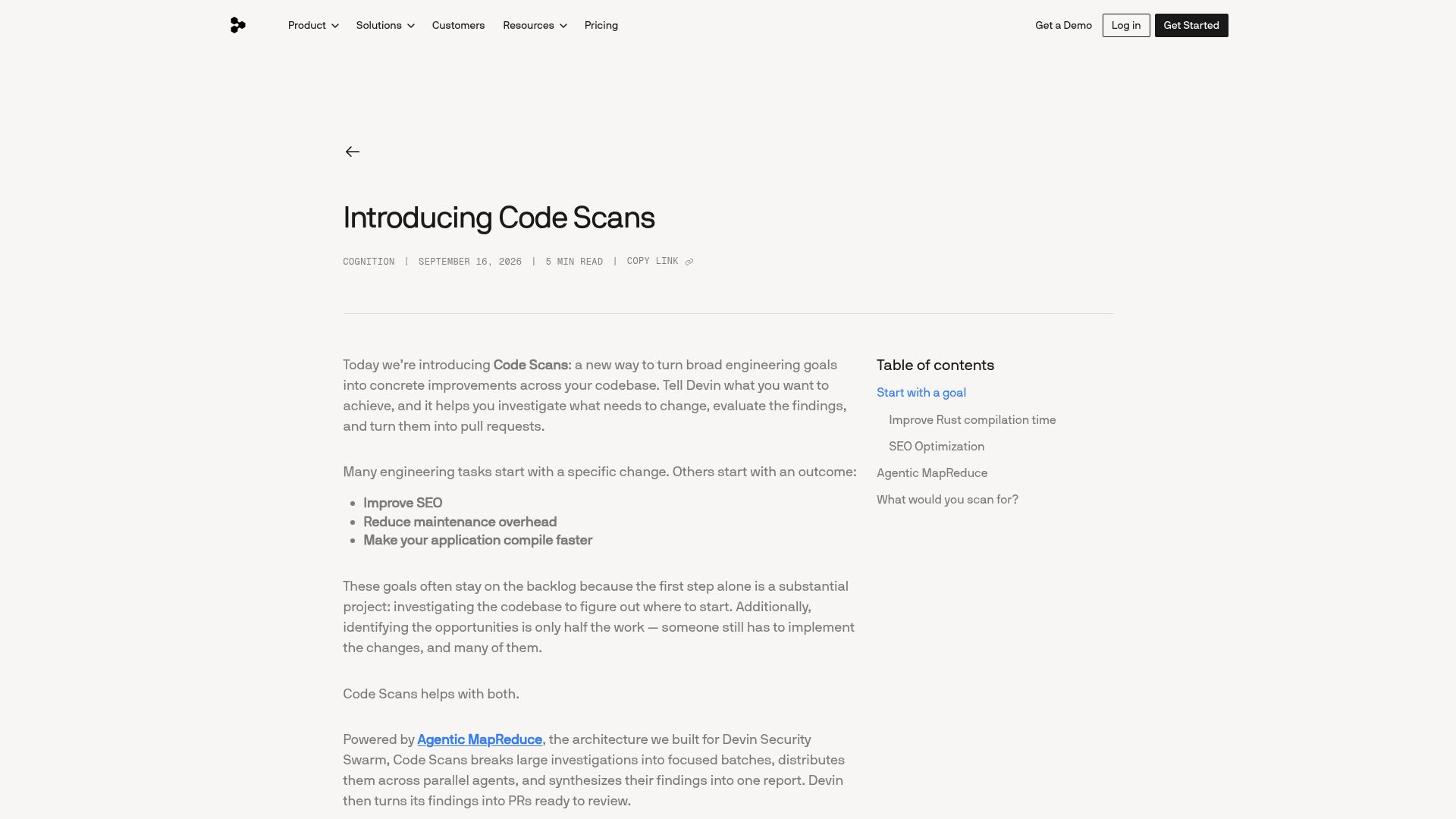 Screenshot of devin.ai: Code Scans