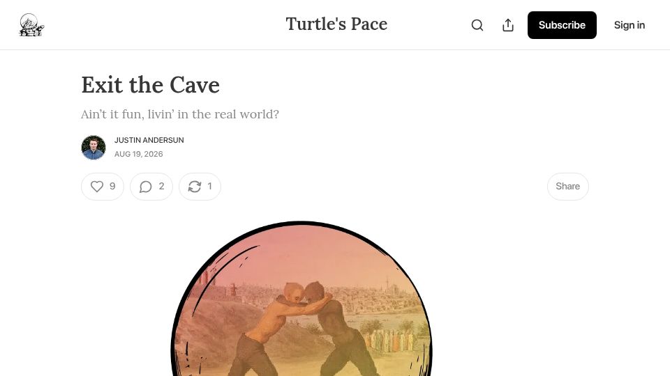 Screenshot of turtlespace.blog: Exit the Cave