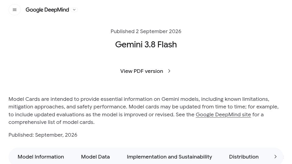 Screenshot of blog.google: Gemini 3.8 Flash and 3.8 Flash Cyber